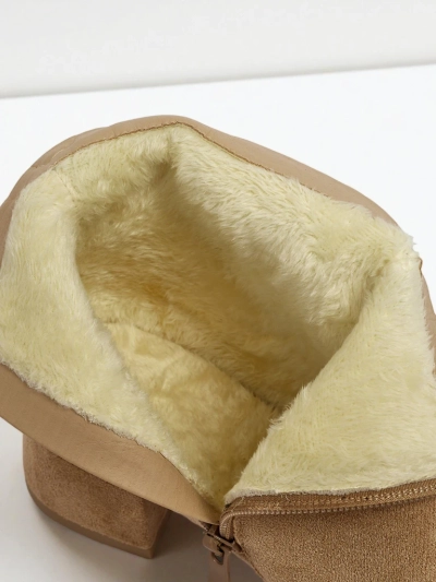 Botine de damă din piele ecologică întoarsă cu toc gros Arshinea