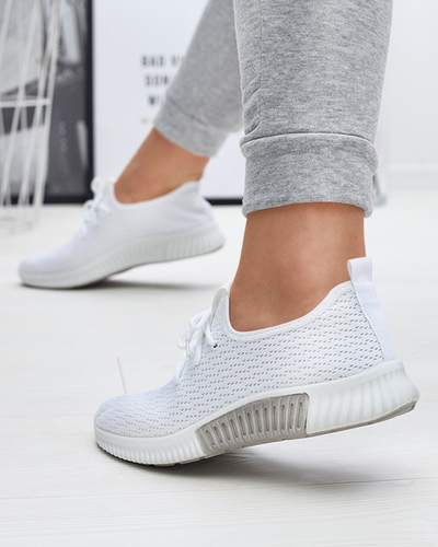 Pantofi sport alb din material textil pentru femei Vobbu- Footwear