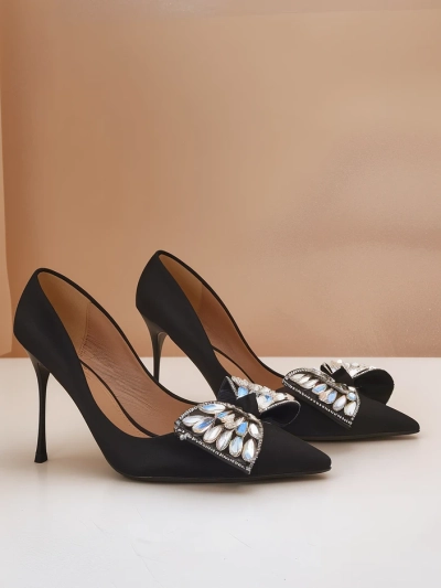 Royalfashion Pantofi cu toc înalt pentru femei cu o fundiță Cocarte