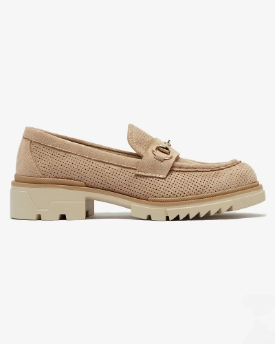 Royalfashion Mocasini de damă cu lănțișor maro deschis maro deschis cu lanț Imerila