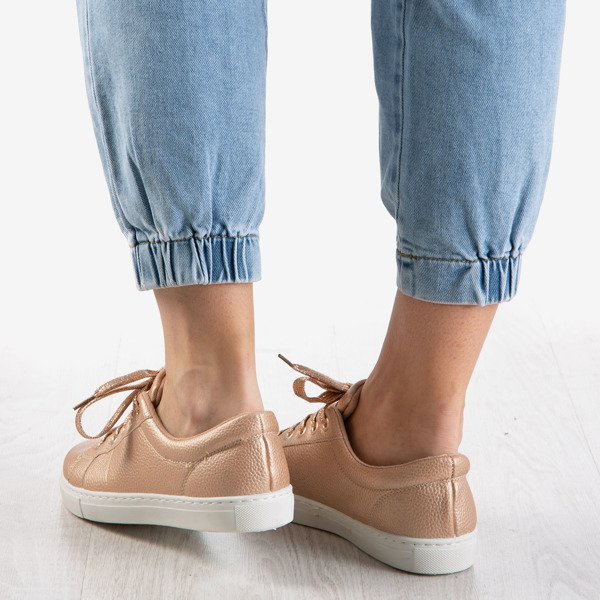 Damskie buty sportowe różowe złoto Natali - Obuwie