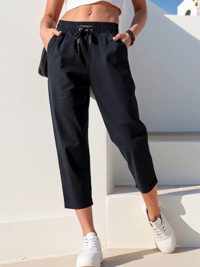Pantaloni din țesătură simpli pentru femei Royalfashion 7/8
