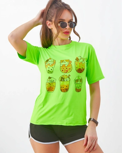 Set sportiv Royalfashion pentru femei cu tricou și șort Kitty Cat