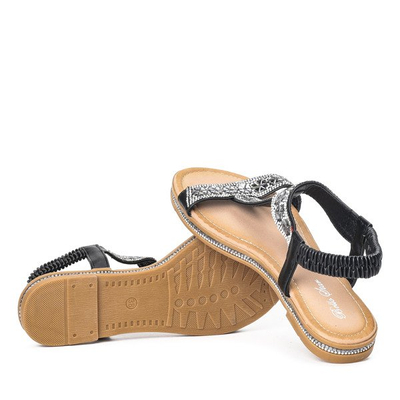 Czarne sandały z cyrkoniami Janita - Obuwie