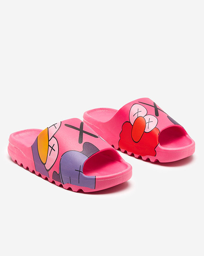 OUTLET Papuci de cauciuc dama fuchsia cu imprimeu Pfizz-Footwear