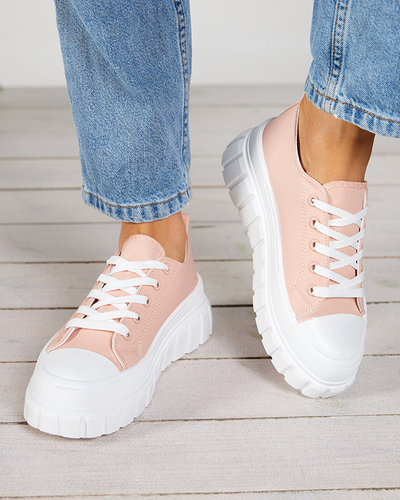 Pantofi sport dama pudrati - adidasi pe platforma Meoina - Incaltaminte