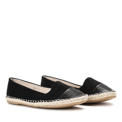 Czarne espadryle z cyrkoniami Sadina - Obuwie