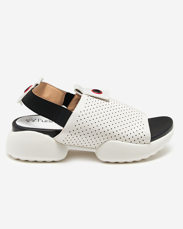 Sandale de dama din piele ecologica alb Pueshi - Incaltaminte