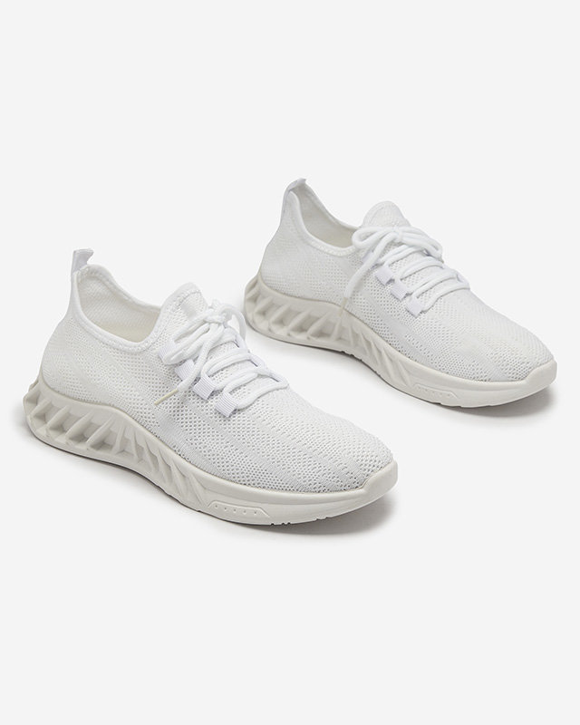 Pantofi sport de damă din material textil, de culoare albă Acarfi- Footwear