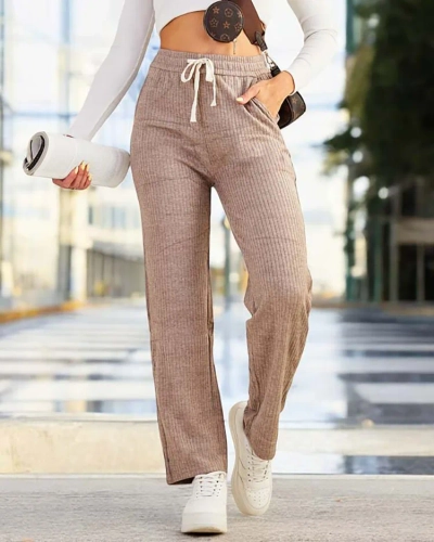 Royalfashion Pantaloni largi cu nervuri pentru femei PLUS SIZE
