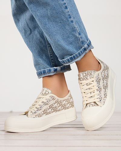 OUTLET Tenisi dama cu platforma cu model in culoarea bej Berika - Incaltaminte