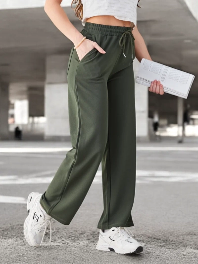 Royalfashion Pantaloni simpli pentru femei cu șnur