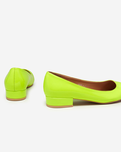Pompe cu toc plat lăcuite, galben neon Oki- Încălțăminte