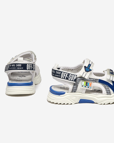 Sandale copii albe si bleumarin prinse cu Velcro Ceteris - Pantofi