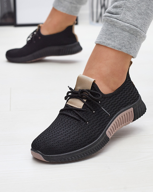 Pantofi sport negri pentru femei cu inserții maro Keteti - Încălțăminte