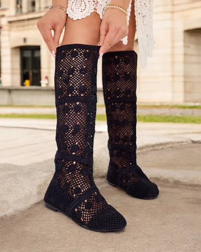 Royalfashion Cizme întredeschise până la genunchi pentru femei Corinu