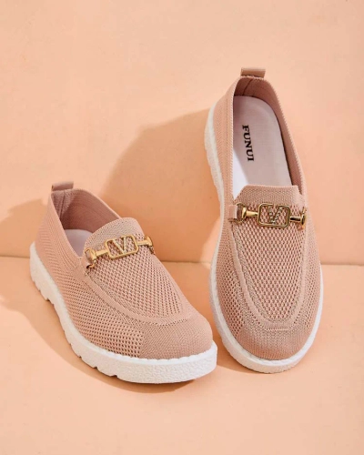 Royalfashion Mocasini de damă din material textil cu ornament auriu Erticae