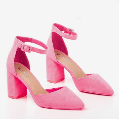 Neonowe różowe sandały damskie na wyższym słupku Raviola - Obuwie