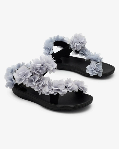 Royalfashion Sandale de damă gri cu flori Alferroy