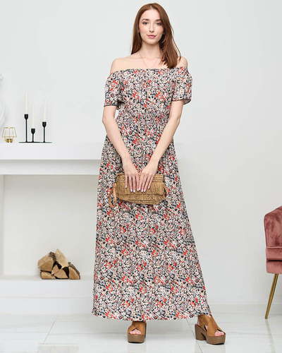 Rochie maxi de dama neagra cu model. Îmbrăcăminte