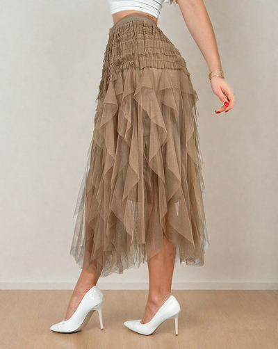 Royalfashion Fustă midi cu două straturi pentru femei