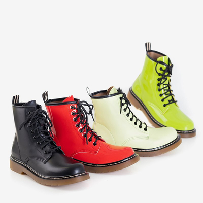 Ormella botine cu dantelă roșie pentru femei - pantofi