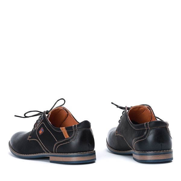 Czarne, sznurowane półbuty męskie Henrico - Obuwie