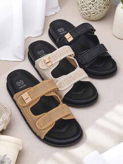 Royalfashion Sandale tip papuci pentru femei cu împletitură Delibeli