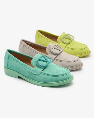 Royalfashion Mocasini de damă verde lime cu ornament Fogras