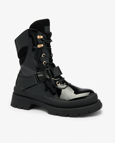 Royalfashion Cizme lăcuite de damă, negru Setogy