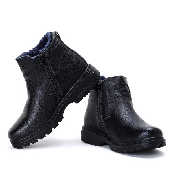 Czarne botki z eko skóry - Obuwie