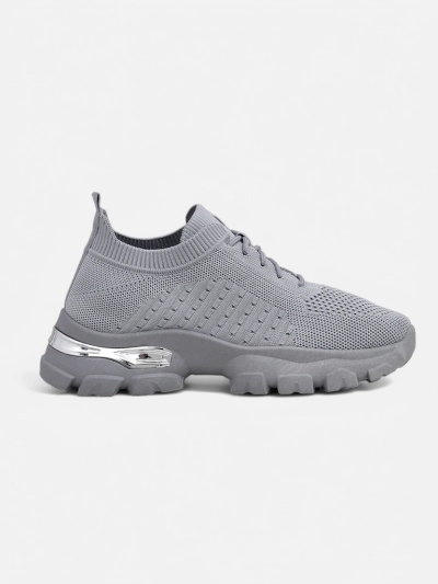 Women's Atenea Light Grey Fabric Sneakers on a 4.5 cm Flat Sole
