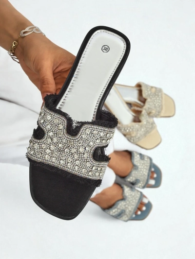 Royalfashion Sandale de damă cu pietre strălucitoare CrystalEase
