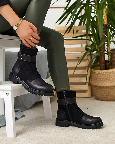 Cizme negre fără toc cu toc plat pentru femei Wetefa - Încălțăminte