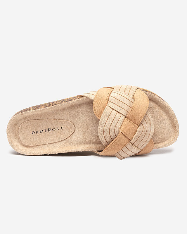 Papuci Zapri dama din piele intoarsa ecologica bej - Incaltaminte