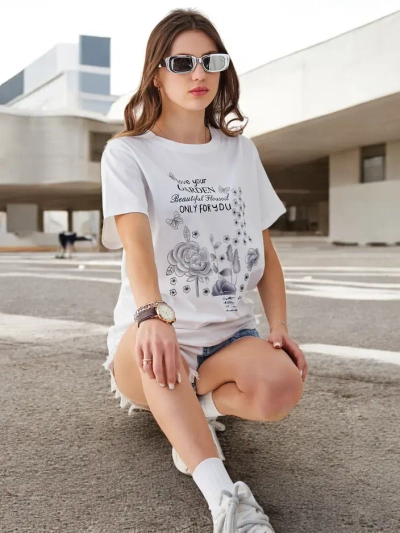 Bluza din bumbac Royalfashion pentru femei cu inscripția