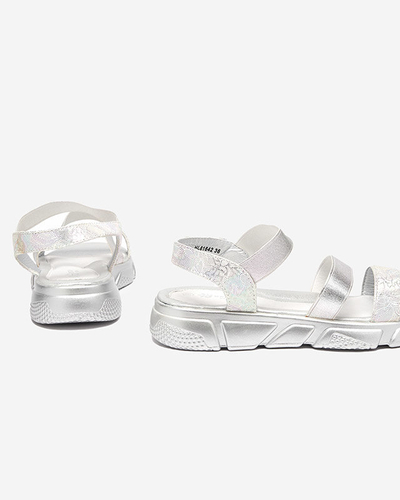 Sandale argintii lucioase pentru fete Seloni- Footwear