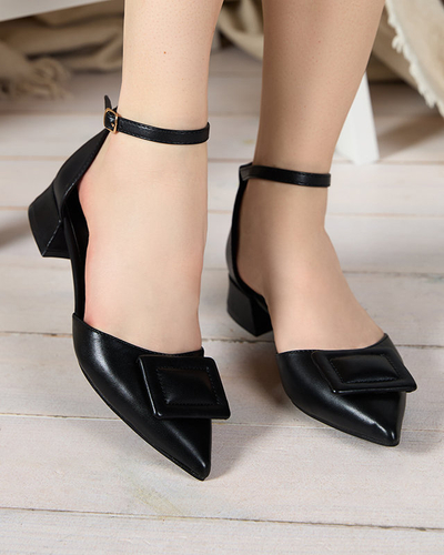 OUTLET Pompi de dama negri cu toc plat Beriji - Pantofi