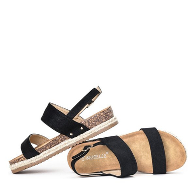 Czarne sandały na niskiej platformie Movisa - Obuwie