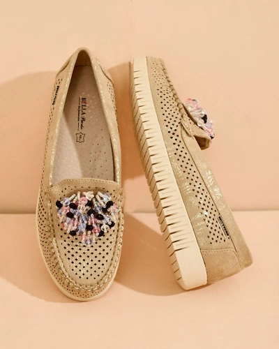 Royalfashion Mocasini de damă cu mărgele întredeschise Namis