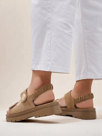Sandal dam Royalfashion Callisto mawon kwi ekolojik platfòm
