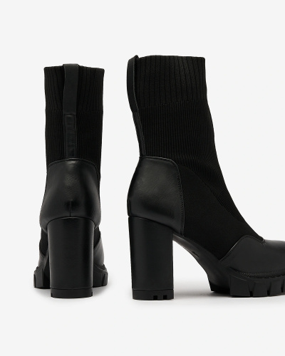 Royalfashion Black Higher Heel Flexi Booties pentru femei