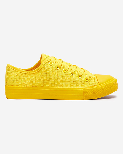 Adidași galbeni pentru femei cu ștanțare Aklina - Încălțăminte