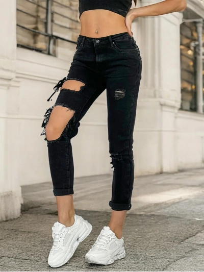 Royalfashion Pantaloni de blugi mamă pentru femei