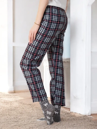 Pijamale de Crăciun pentru femei Royalfashion din bumbac, pantaloni cu carouri