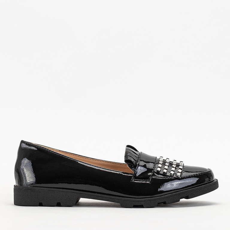 Mocasini negri lacuiti cu jeturi fanreso - Incaltaminte