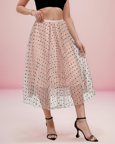 Royalfashion Fustă midi cu buline în două straturi pentru femei