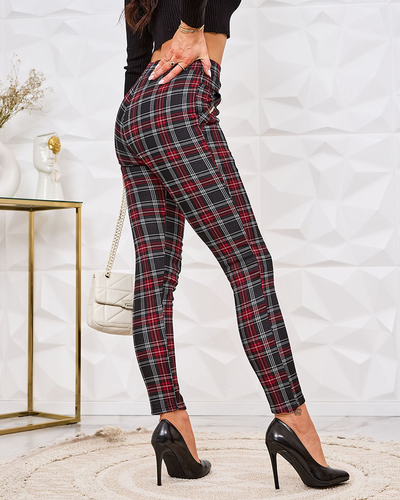 Royalfashion Pantaloni teggings pentru femei cu carouri încălzite
