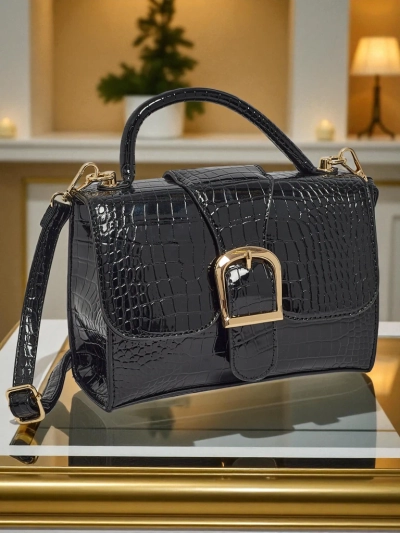 Geantă mică de damă Orlina, lăcuită, din piele ecologică