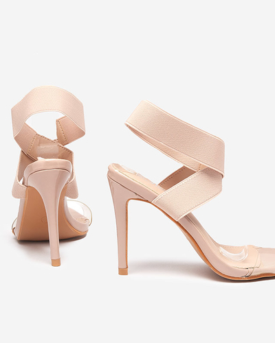 OUTLET Sandale de dama cu toc stiletto in bej Koala - Incaltaminte